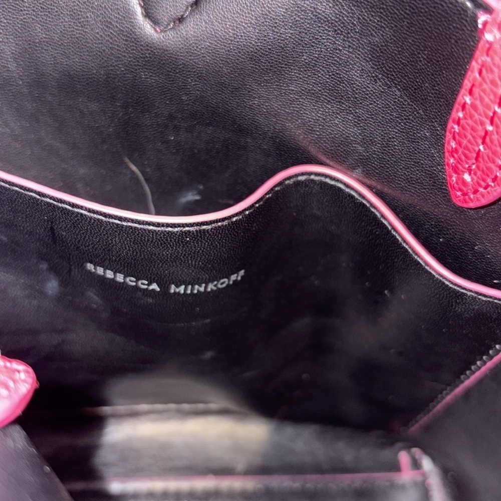 Rebecca Minkoff Satchel Crossbody bag pebbled leather bright pink Silvertone - Picture 13 of 14